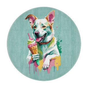 Planche À Découper Chien heureux mangeant une glace