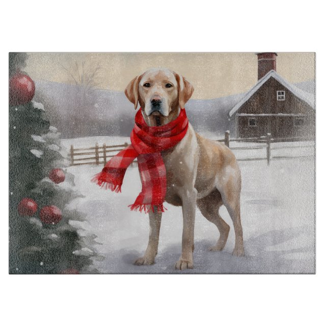 Planche À Découper Chien Labrador dans la neige de Noël (Devant)