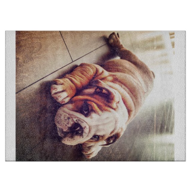 Planche À Découper Chien menteur de Bulldog anglais | Photo de chien (Devant)