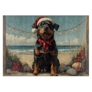 Planche À Découper Chien Rottweiler Noël Vintage Plage
