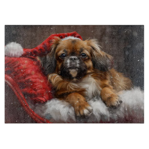 Planche À Découper Chien Spaniel Tibétain Noël Festif