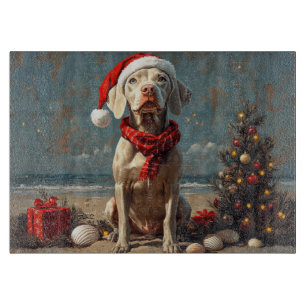 Planche À Découper Chien Weimaraner Noël Vintage Plage