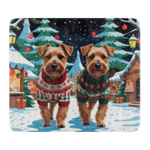 Planche À Découper Chiens Biewer Terrier Noël Neige Fêtes