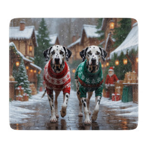 Planche À Découper Chiens dalmates Noël Neige Fêtes