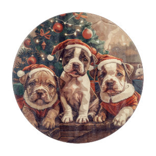 Planche À Découper Chiens de Noël Pit Bull Puppy