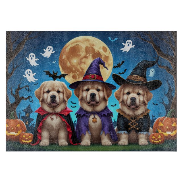 Planche À Découper Chiens de Terre-Neuve Citrouille Halloween Funny (Devant)