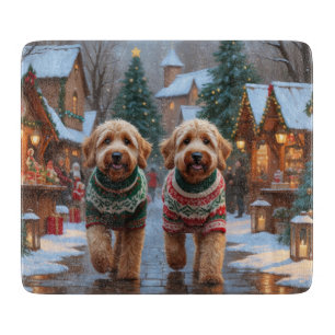 Planche À Découper Chiens Goldendoodle Noël Neige Fêtes