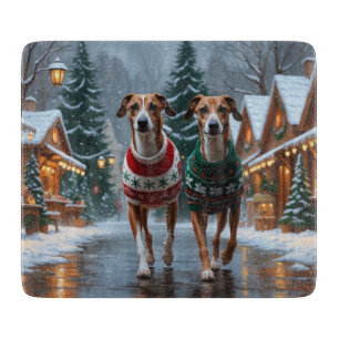 Planche À Découper Chiens Greyhound Noël Neige Fêtes