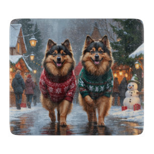 Planche À Découper Chiens Keeshond Noël Neige Fêtes