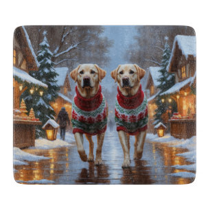 Planche À Découper Chiens Labrador Noël Neige Fêtes