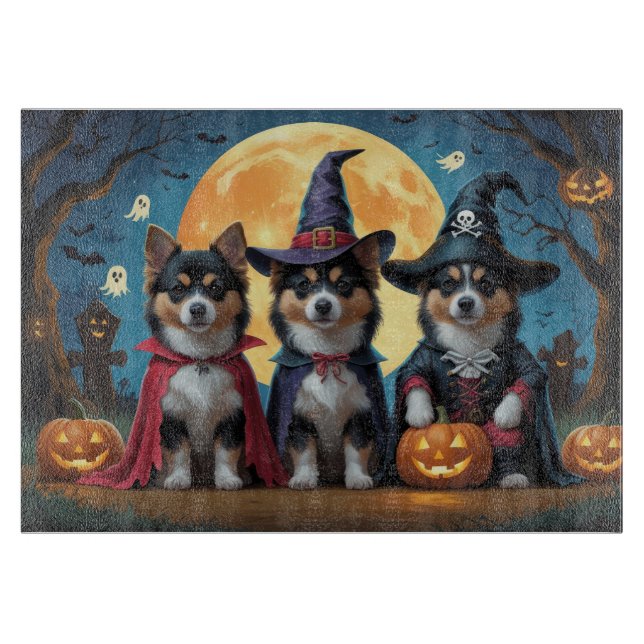 Planche À Découper Chiens lapons finlandais Citrouille Halloween drôl (Devant)