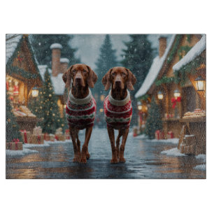 Planche À Découper Chiens Vizsla Noël Neige Fêtes
