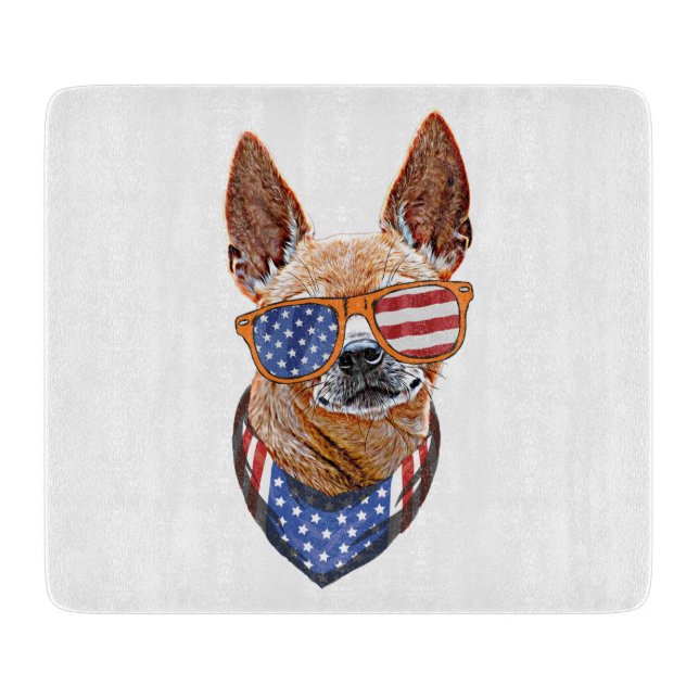 Planche À Découper Chihuahua Chien USA Indépendance américaine 4 juil (Devant)