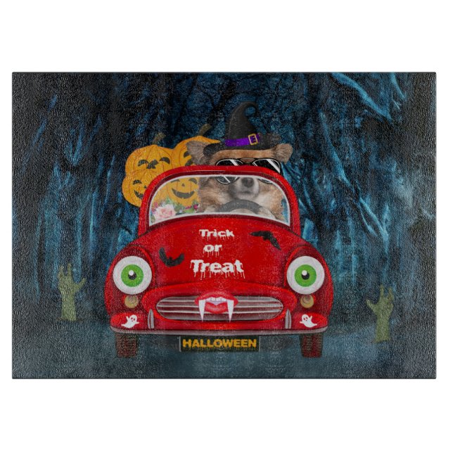 Planche À Découper Chihuahua Chien voiture voiture effrayant Hallowee (Devant)