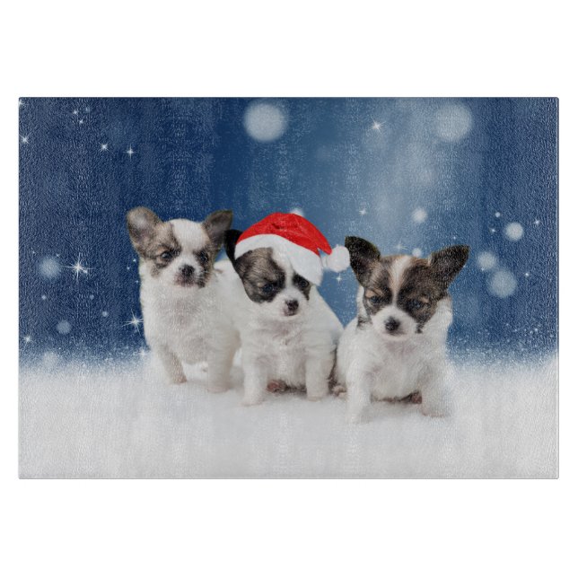 Planche À Découper Chihuahua Chiuppies mignonnes avec Noël du Père No (Devant)
