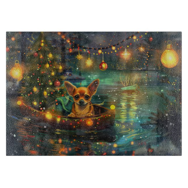 Planche À Découper Chihuahua Noël Festive Voyage (Devant)