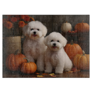 Planche À Découper Chiot Bichon Frise Délice d'Automne Citrouille 