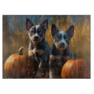Planche À Découper Chiots Blue Heeler Délice d'Automne Citrouille