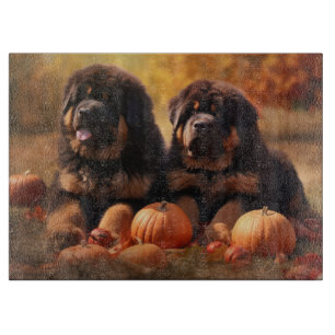 Planche À Découper Chiots Mastiff Tibétain Délice d'Automne Citrouill