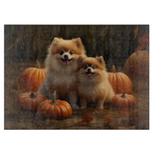 Planche À Découper Chiots Poméranie Joie d'Automne Citrouille