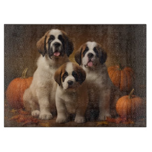 Planche À Découper Chiots Saint-Bernard Délice d'Automne Citrouille