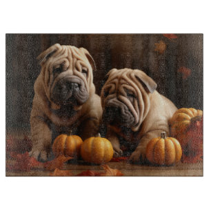 Planche À Découper Chiots Shar Pei Automne Délice Citrouille