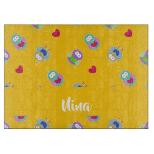 Planche À Découper Chouette aux coeurs oranges