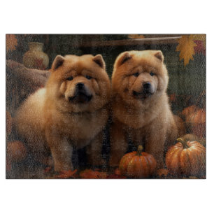 Planche À Découper Chow Chow Chiot Automne Citrouille de plaisir