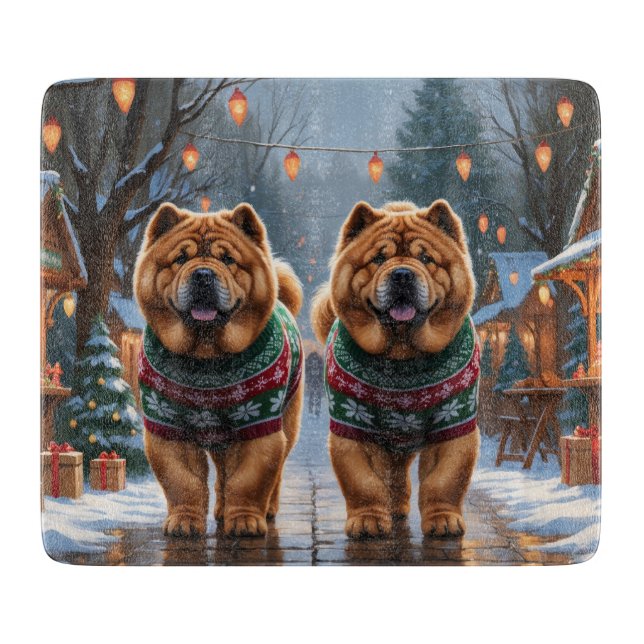 Planche À Découper Chow Chow Dogs Christmas Snow Holiday  (Devant)