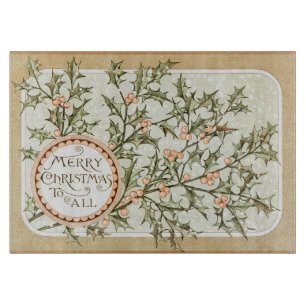 Planche À Découper Christmas Holly Jolie Antique Salutation
