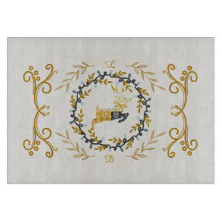 Planche À Découper Christmastime Deer with Wreath Yellow Cream