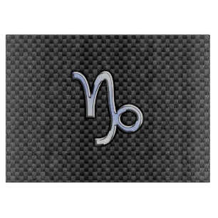 Planche À Découper Chrome comme Capricorne Signe noir fibre de carbon