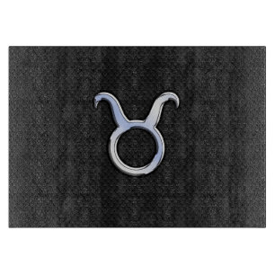 Planche À Découper Chrome Like Taurus Zodiac Sign on Black Snake Skin
