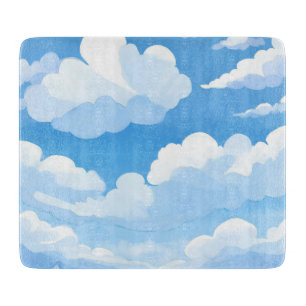 Planche À Découper Ciel Plein de Nuages Peinture de Ciel Bleu à l'A