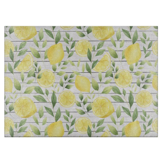 Planche À Découper Citrons aquarelles (Devant)