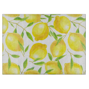 Planche À Découper Citrons et motif feuille