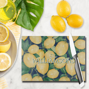 Planche À Découper Citrons personnalisés bleu marine