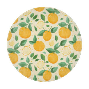 Planche À Découper Citrus citron jaune motif de fruits tropicaux