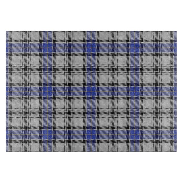 Planche À Découper Clan écossais tartan bleu et blanc de Hannay (Devant)