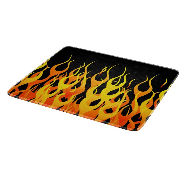 Planche À Découper Classic Racing Flames on Solid Black (Coin)