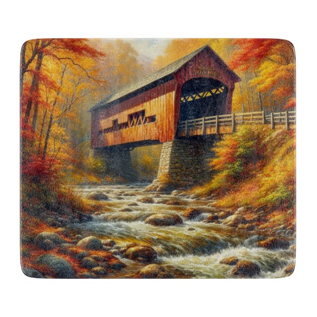 Planche À Découper classique, pont couvert d'automne (Devant)