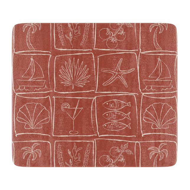 Planche À Découper Coastal Mediterranean Faux Tile Tuscan Terracotta (Devant)