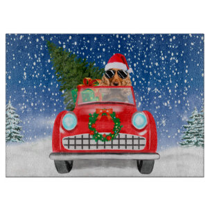 Planche À Découper Cocker Spaniel Chien Conduite Voiture En Noël De N