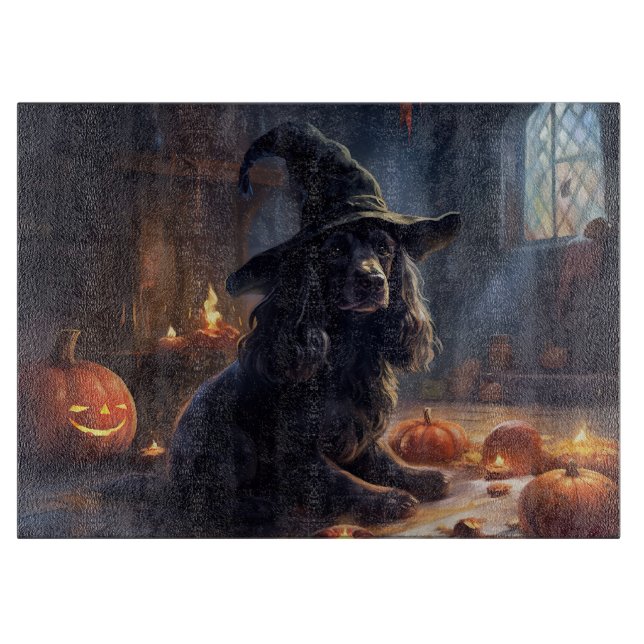 Planche À Découper Cocker Spaniel Citrouilles Halloween effrayant (Devant)