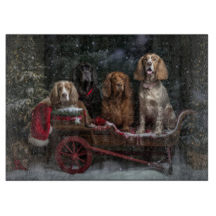 Planche À Découper Cocker Spaniel Snowy Sleigh Décor de Noël