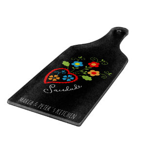 Planche À Découper Coeur de floraison folklorique portugais