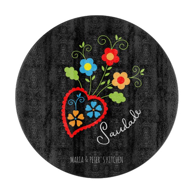 Planche À Découper Coeur de floraison folklorique portugais (Devant)