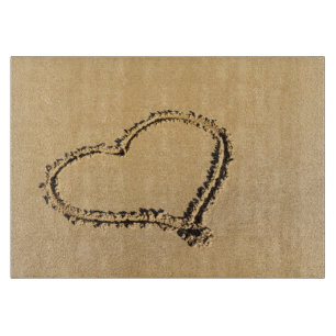 Planche À Découper Coeur romantique sur la photo de sable de plage