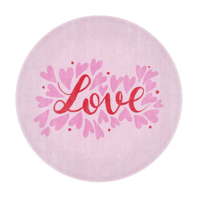 Planche À Découper Coeurs d'amour - rose et rouge (Devant)
