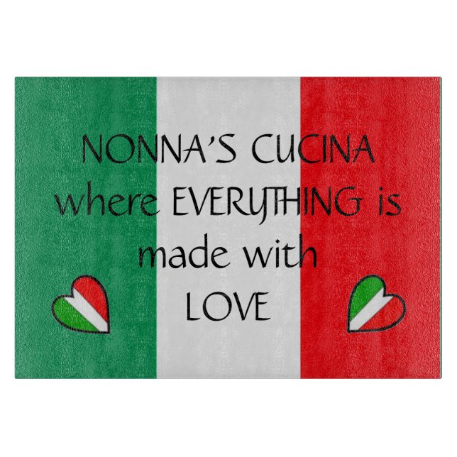 Planche À Découper Coeurs italiens de drapeau de Cucina de Nonna (Devant)